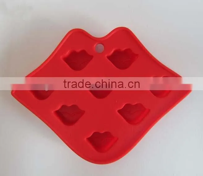 Lovely 8 Cavities lip shaped ice cube tray silicone molds