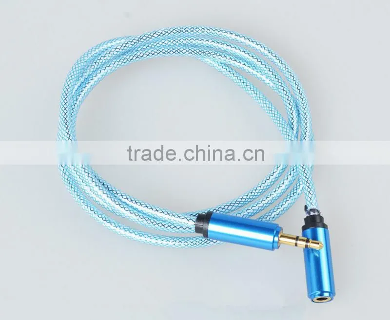 China Supplier FIsh Net Pattern 3.5mm Male to Female Stereo Audio Cable