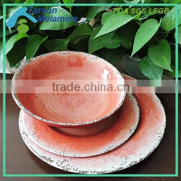 vintage light red melamine dinner set with factory price