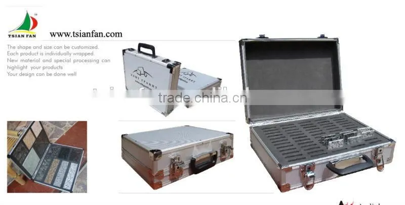 custom aluminum traveling display case/quartz marble granite stone samples display box PX015