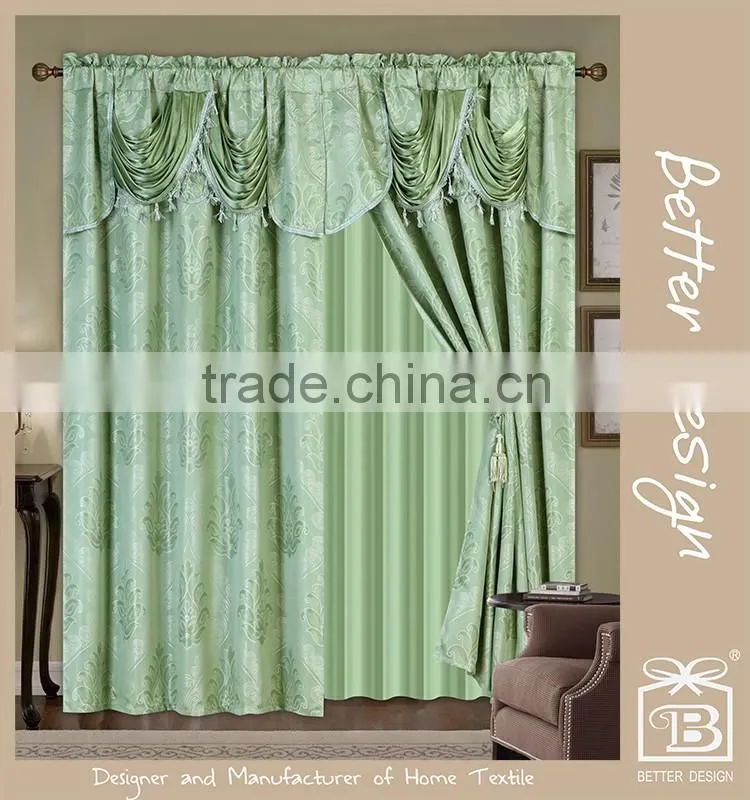4 Colors Luxury Classical Home Window Curtain Design With Flowers Pattern