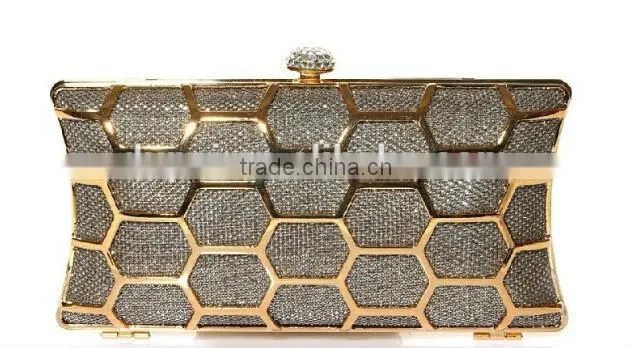 2014 leather with metal hollow evening bags fashion clutch Evening Bag