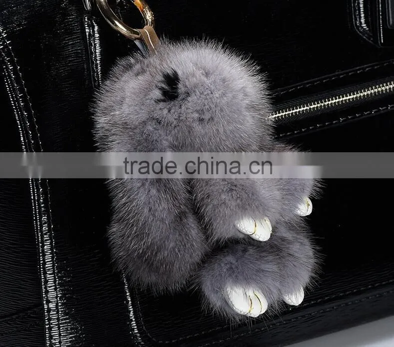 adorable rabbit fur bag charm
