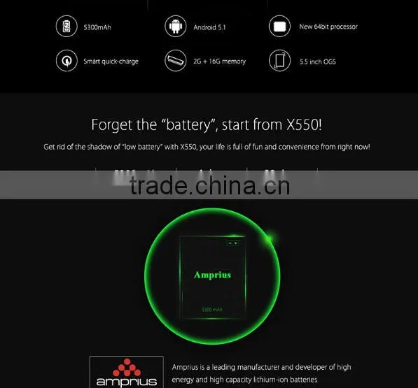X550 5.5' HD IPS MTK6735 octa core Android 5.1 64bit 4G LTE FDD cellphone 8MP 2GB RAM 16GB ROM 5300mAh in stock