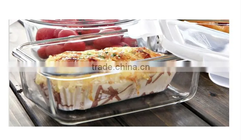 Microwave Safe Round Borosilicate Glass Transparent Food Container Set 3pcs