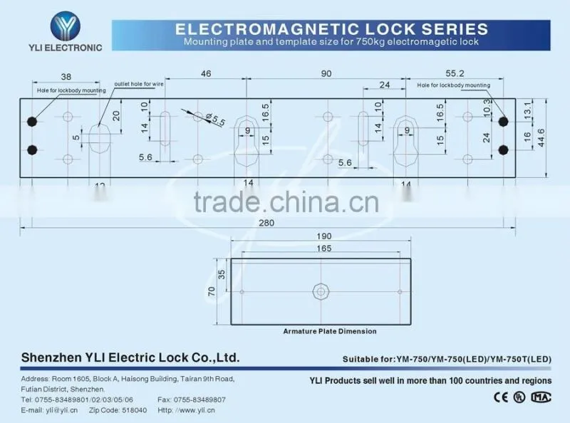 Single door magnetic lock with LED(1500lbs)