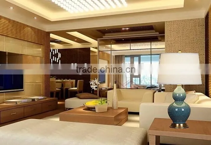 Gourd Shape Ceramic Body With Fabric Lampshade Modern Desk Lamp Bedroom Living Room Table Lamp