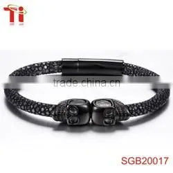fashion genuine stingray leather bracelet 2 cord mens dragon stainless steel silver custom jewelry allibaba com wholesale bangle