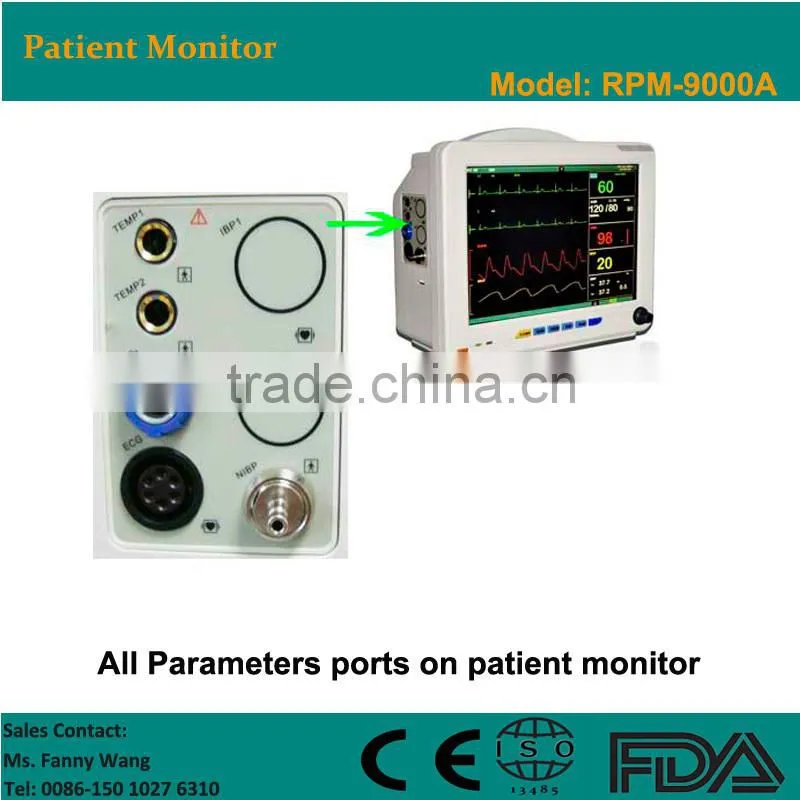 Factory price !!CE approved 12.1" TFT display 6-Parameter portable multiparameter patient monitor with factory price
