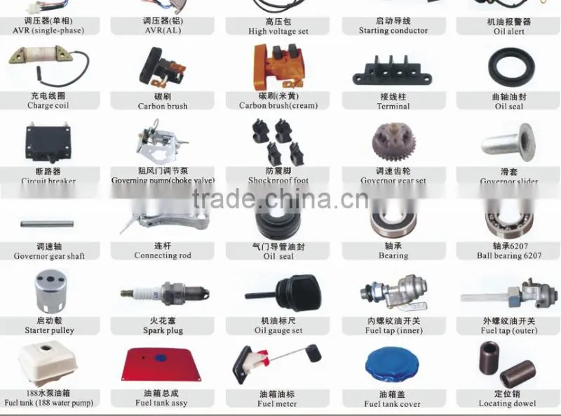 generator spare parts 182f 188f gx340 gx390 6500f H7000 gasoline engine