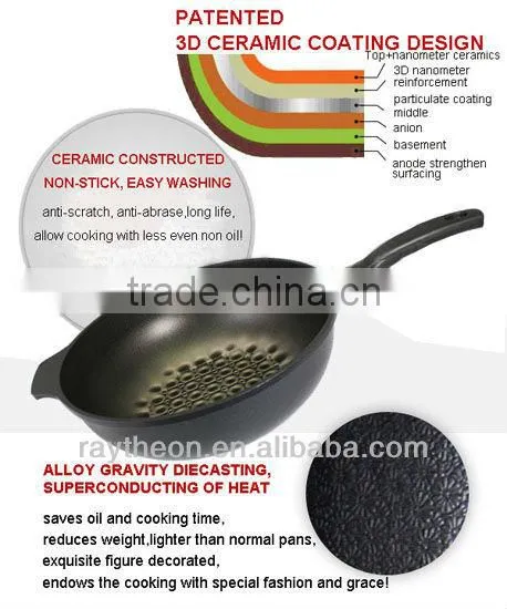 3D Ceramic Coating Deep Die-Casting Alu Frying Pan(Invention Patent Granted in China,2013 Perfect Portable Houseware Gift )