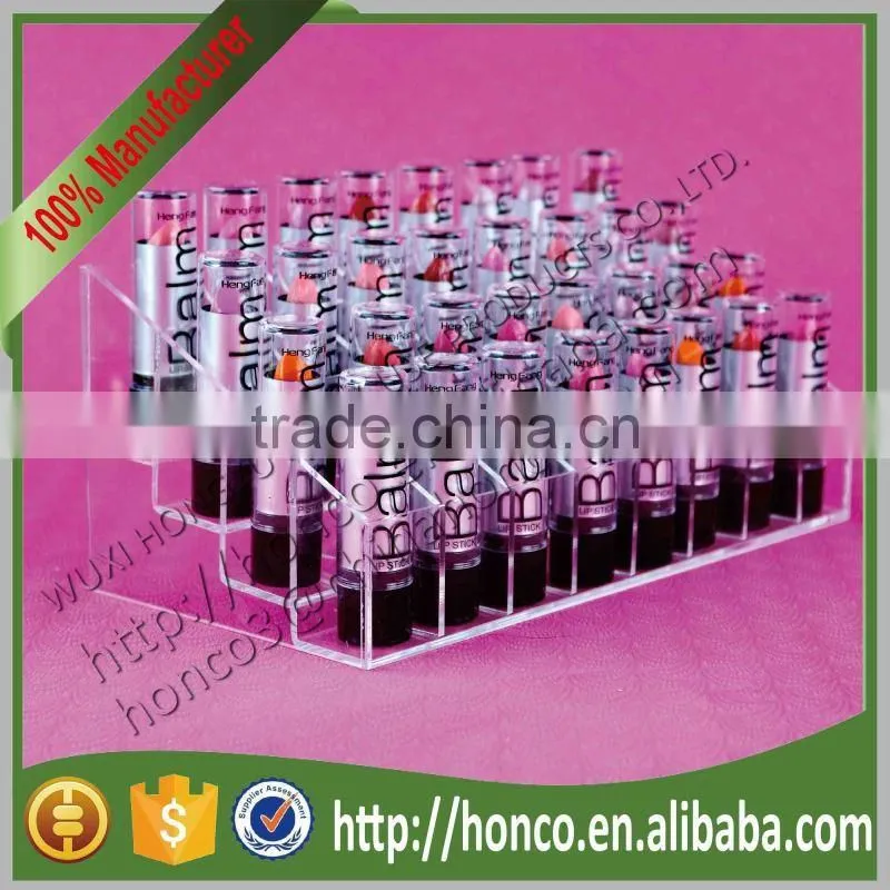 Newest Clear Colour 4 Tiers 32 Bins Acrylic Display Rack for Lipstick Cosmetics