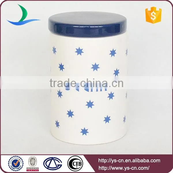 Blue stars ceramic tea coffee sugar canister set