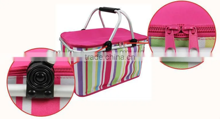 Fabric handle mini foldable shopping basket
