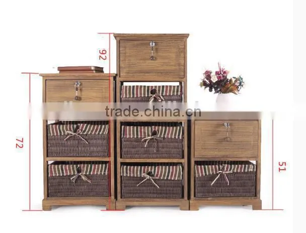 Multi PP drawer paulownia storage cabinet