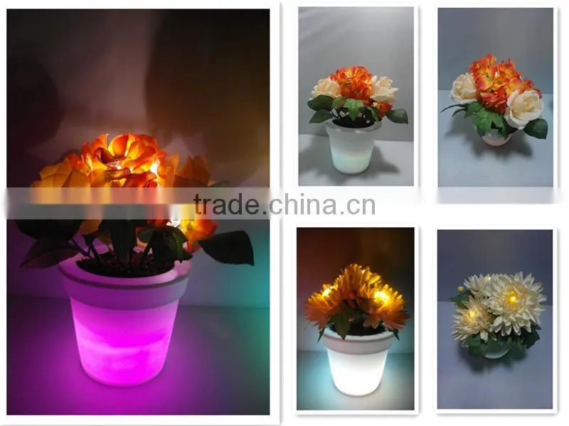 cheap home decoration plastic PE solar led light garden flower pot