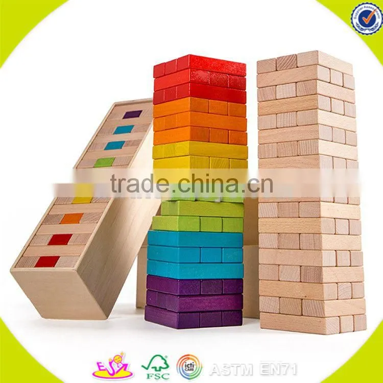 Wholesale hot sale 48 pcs wooden toddler stacking bricks toy teaching aid wooden toddler stacking bricks toy W13D151