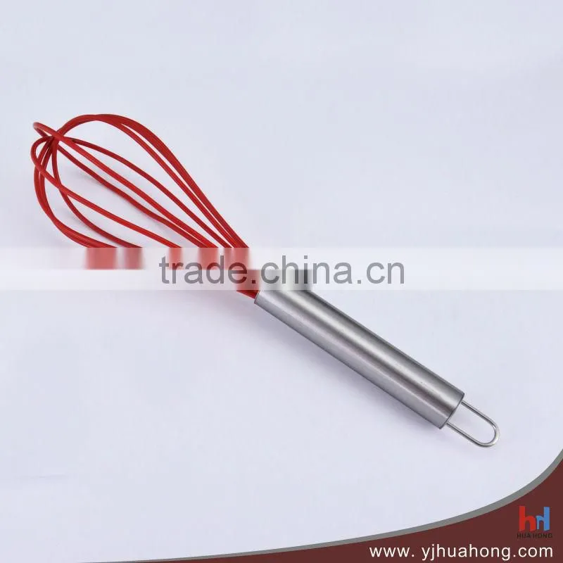 Colorful Food grade silicone coated egg whisk with stainless steel handle (HEW-36B)