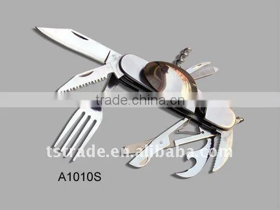 2014 Picnic pocket stainless steel multi outdoor barbecue tool set tableware( K526B)