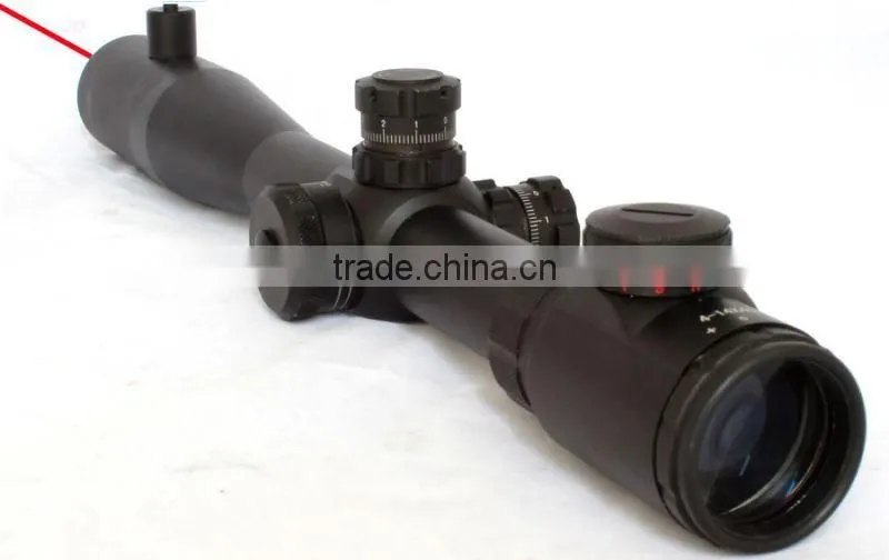 Erains Tactical Optics M14 4-14X40+R rifle scope of red green Mil-Dot Reticle with front inside red laser for Hunting Riflescope