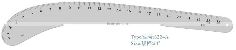 Kearing Silver Grey Broadsword shape French Curve Ruler 6224A for Lapel / Elbow #6224A
