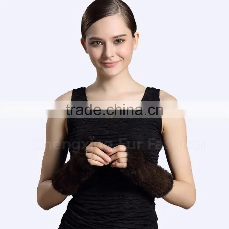 CX-A-08H Wholesale Women Wearing Mink Fur Leather Gloves