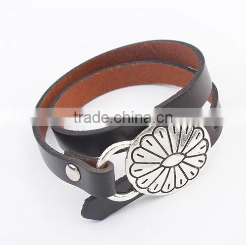 new design 2015 leather wrap bracelet I Love You heart buckle leather wrap bracelet custom logo letter buckle leather bracelet
