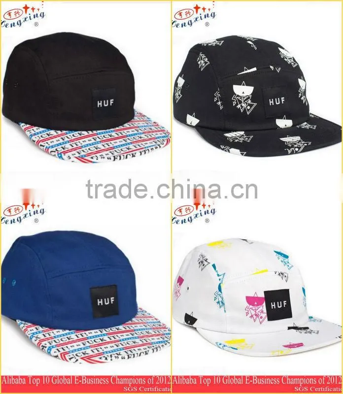 Plain Design Your Own Custom 5 Panel Caps With Leather Patch