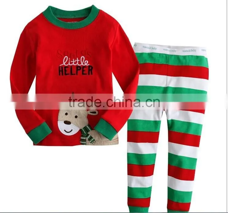 Wholesale Cheap Cotton Kids Christmas Striped Pajamas
