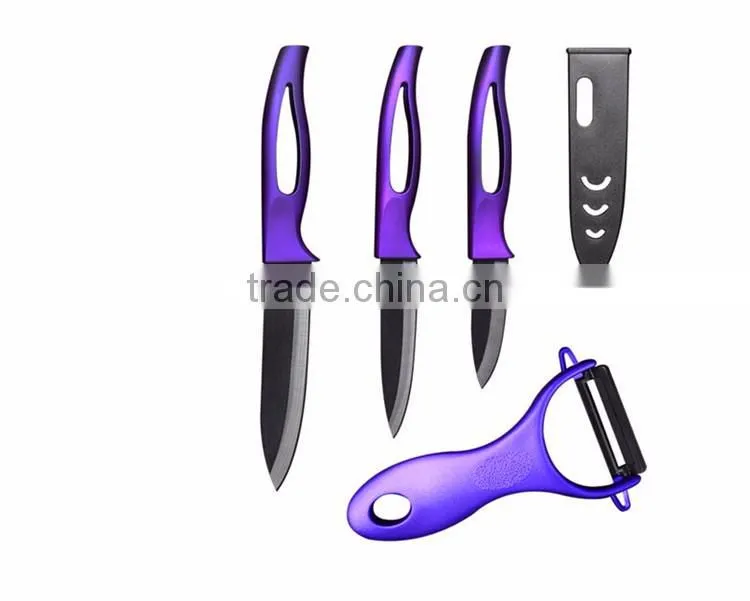 2017 New High Quality Bamboo Handle Ceramic Knife Blade Black Suit Exquisite Kitchen Knife With Holder