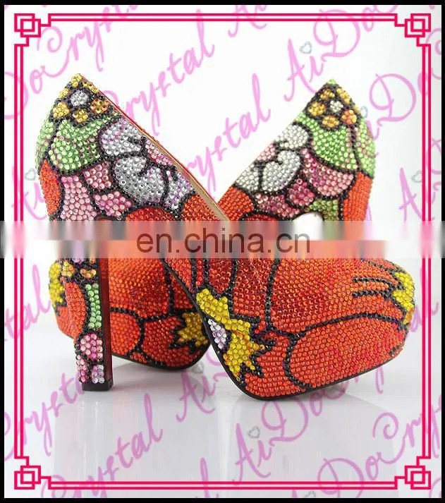 Aidocrystal Hot Sale Designer Fashion colorful platform rhinestone High Heel,shoes Women Pumps