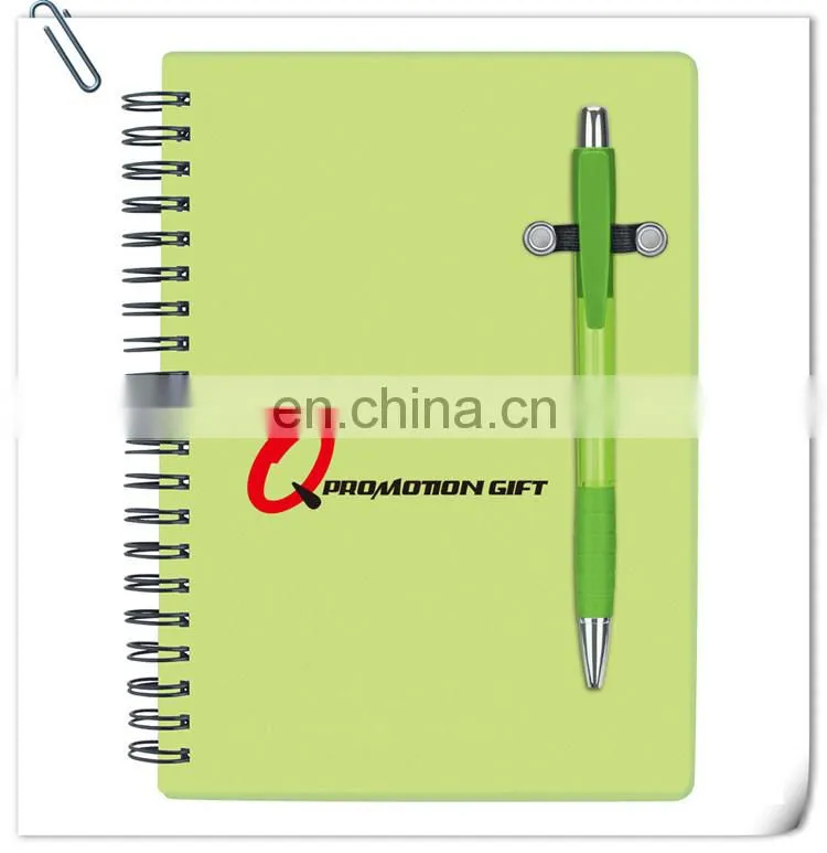 pen buddy spiral 70sheet lined notebook set with ball pen and translucent color cover