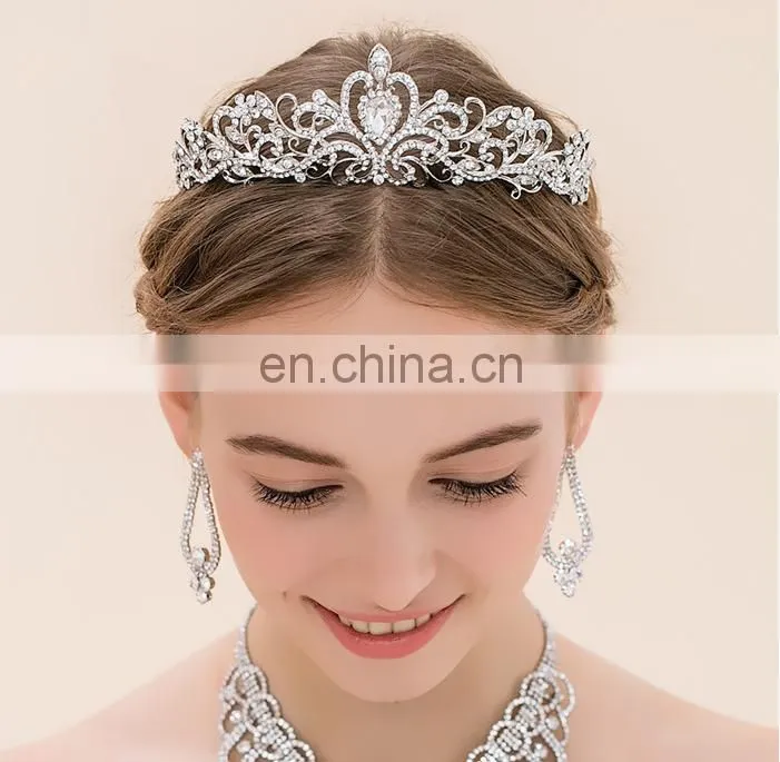 Bulk Indian Bridal Hair Accessories Baroque Red Rhinestone Gold plated Queen tiara and crowns