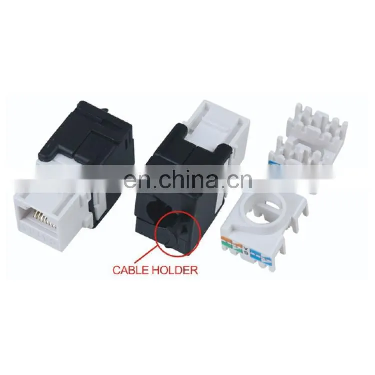 UTP 180 toolless rj45 connector cat6a keystone jack with cable holder
