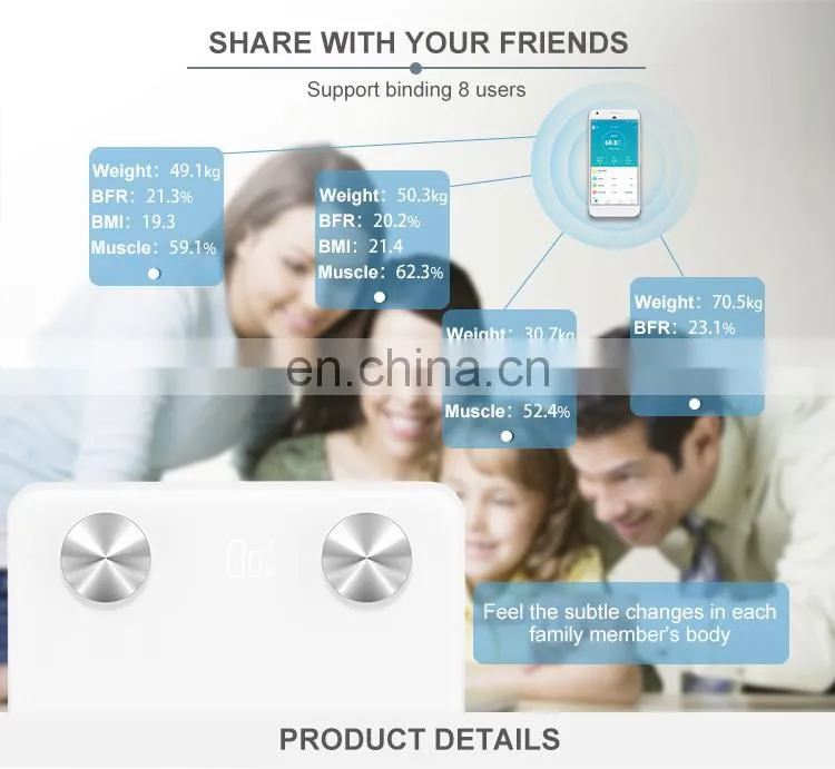 Hot Selling Bathroom Wireless Weight Scale Retauarant Smart Digital Scale Whit Blue tooth