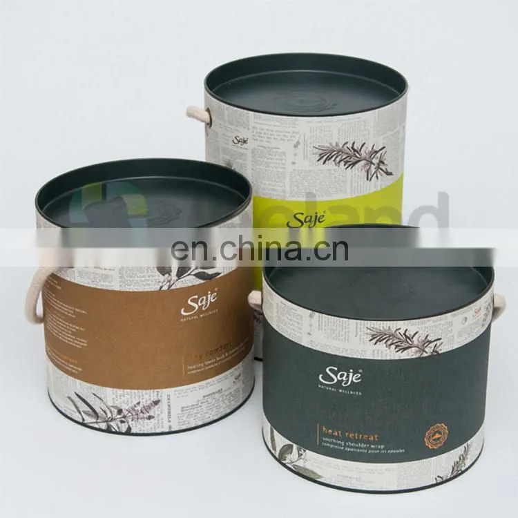 Fancy offset print paper cylindrical gift boxes with handle