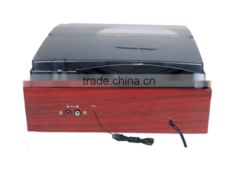 Belt-drive turntable player, classic phonograph, record player with cassette