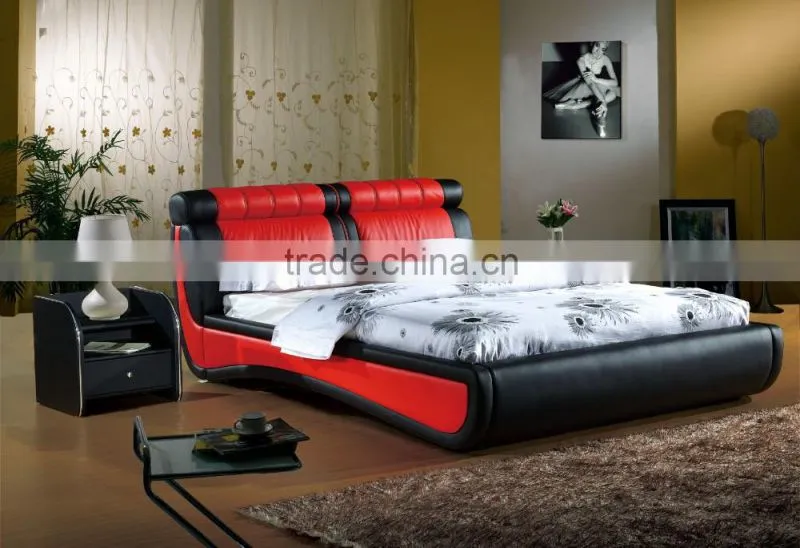 2016 new Bedroom furniture murphy bed,luxury italian furniture,red leather bed for Christmas promotion