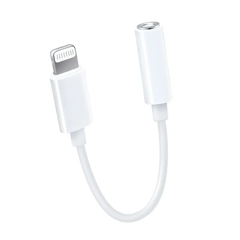 White original 2in 1 diy earphone cable 3.5mm to lightening adapter for jack adapter iphone