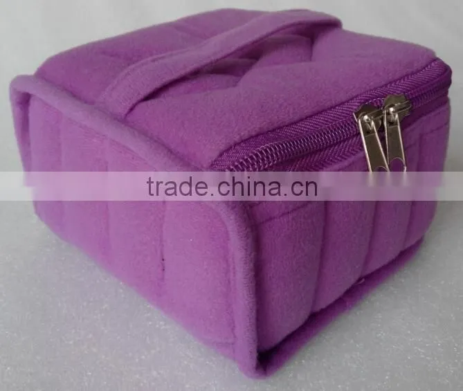 Custom 16 bottles Soft essential oil carrying bag,essential oil bag for travel, purple velvet soft essential oil carrying case