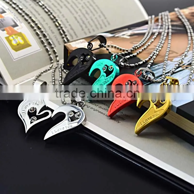chinese couple fashion pendant color 316l stainless steel jewelry girlfriend heart pendant necklace