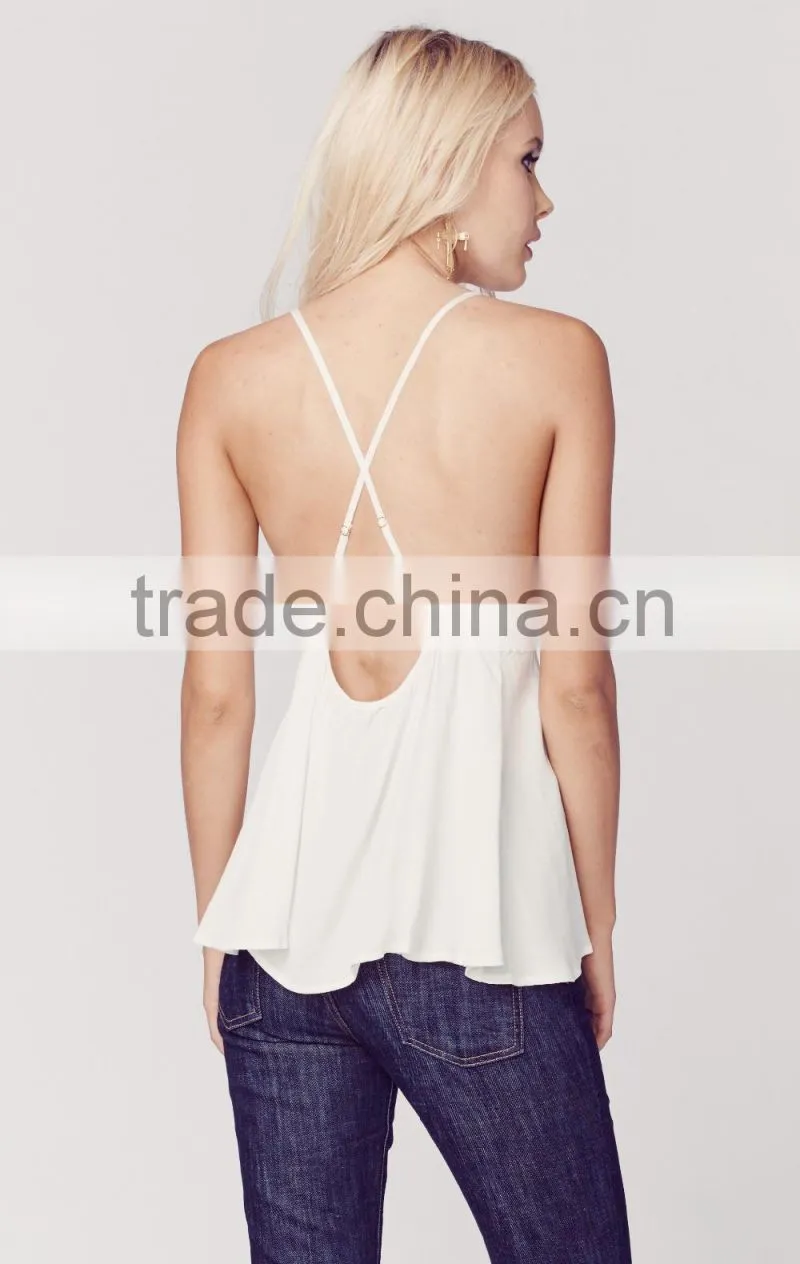 Laides Sexy White Paisley Lace Tank Tops 2015
