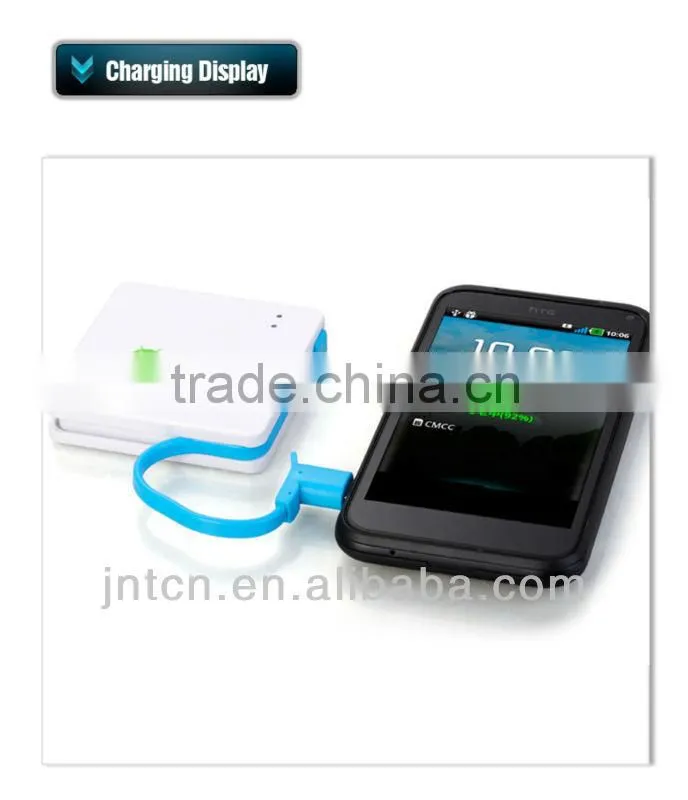 Promotion gift 5v mini portable power bank with CE&ROHS, with build in cable OEM is available