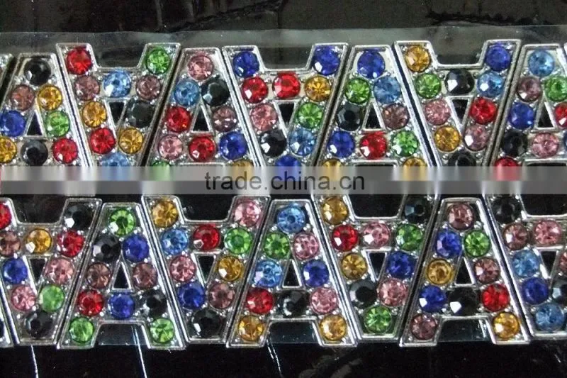 Wholesale Zinc Alloy 10mm Mixed Color Colorful Rhinestones Slide Letters