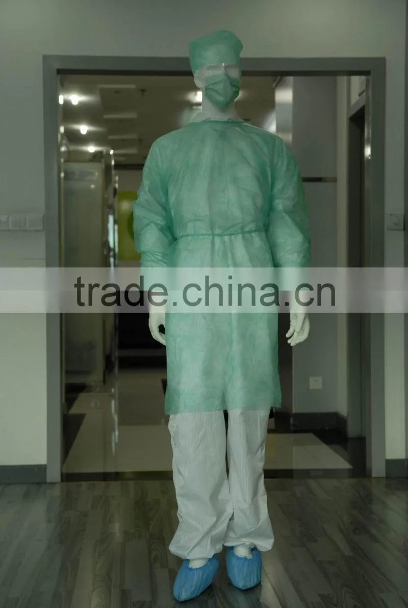 Surgical surgeon medical gown Disposable PP green isolation gown knitted cuff