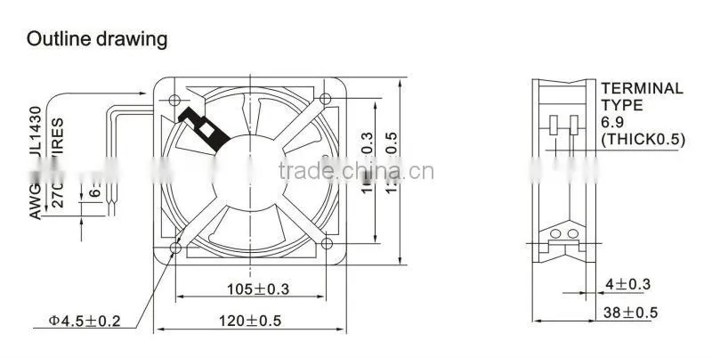 SALZER AC Axial Fan 120X120X38mm TUV, CE, UL Approved