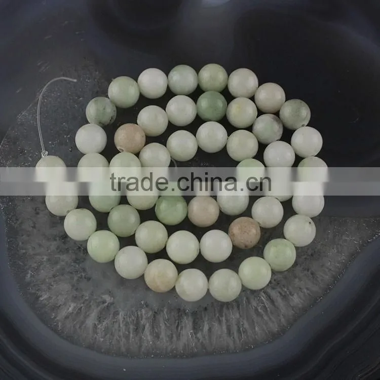 YJ1123-8 Wholesale Natrual light green Round Jade Beads