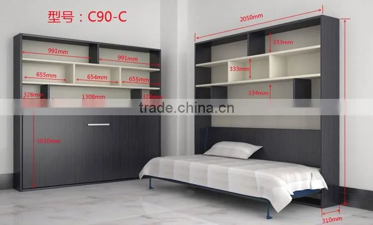 saving hidden wall bed,folding wall bed,wall bed with cabinet(SZ-WBA90-C )