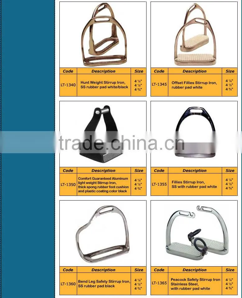 Fillies Stirrup Iron, Brass with rubber pad white, Horse Stirrups- Horse Ridding Products