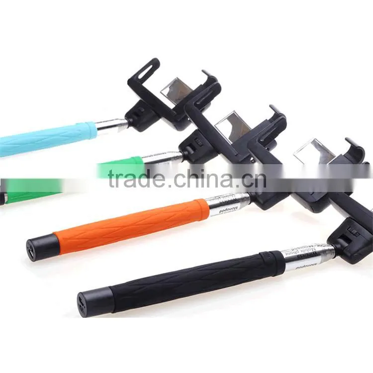 2015 wholesale Fashion fodable pocket cable monopod bluetooth selfie stick with mirror